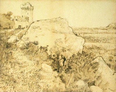 Roca y ruinas de Vincent van Gogh